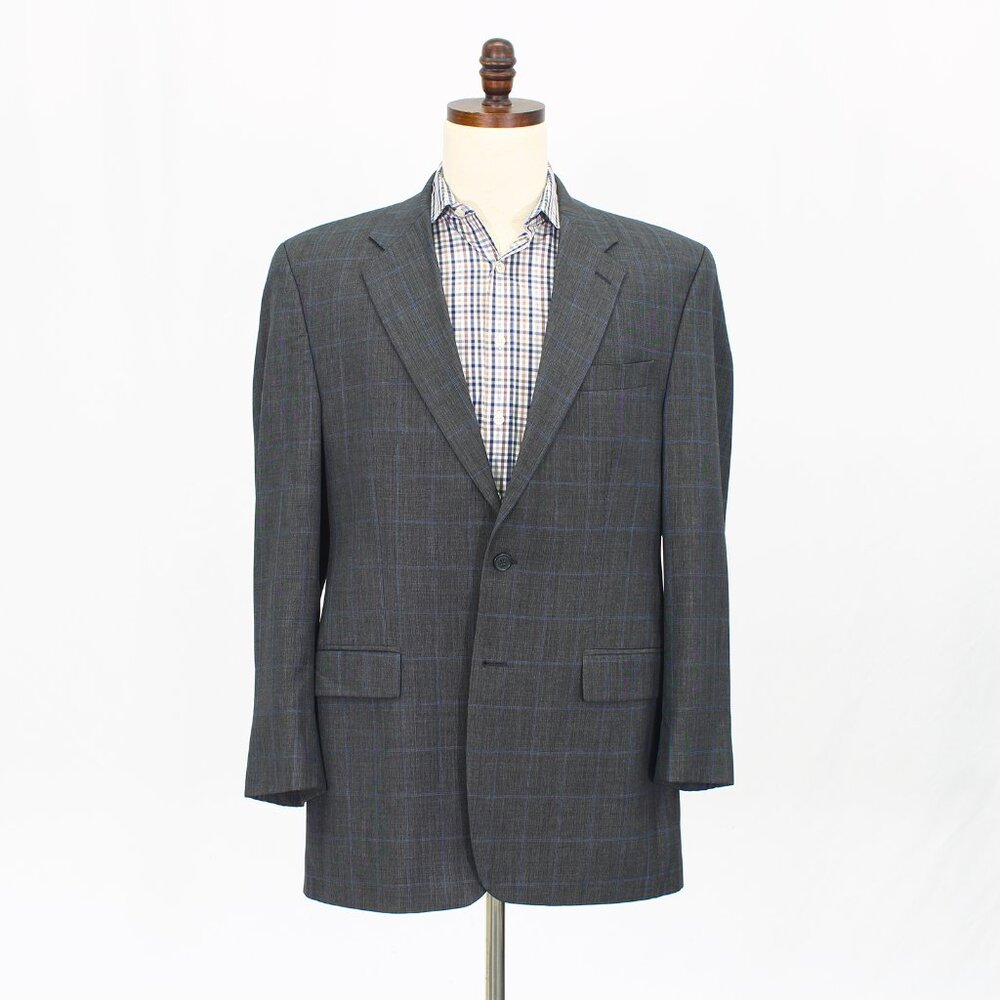 Ralph Lauren 42L Gray Blazer Sport Coat Jacket 2-Button Check Y291